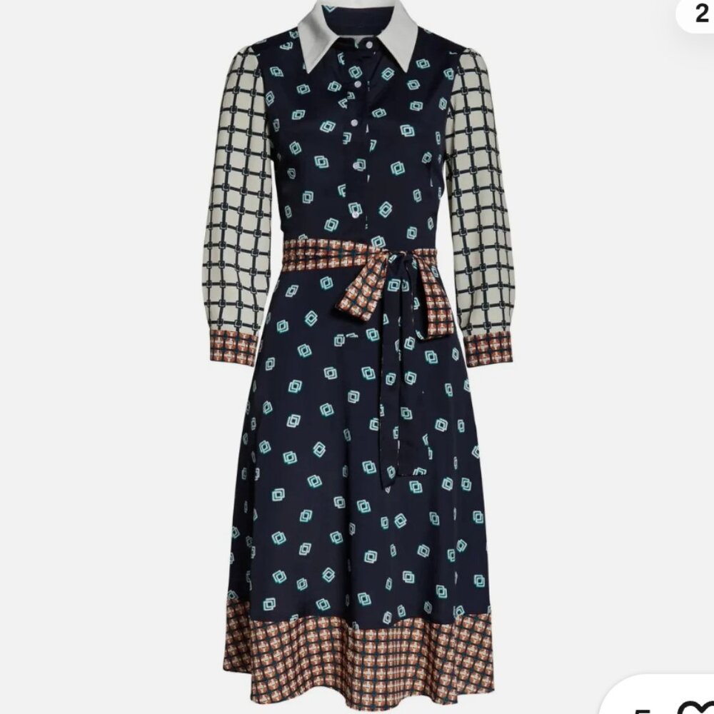 Eliza J Geo print belted shirtdress size 12
